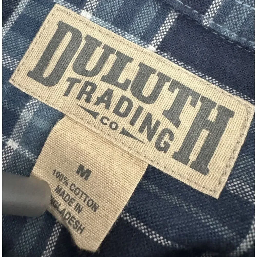 Duluth Trading Co Mens Flannel Shirt Long Sleeve Button Lightweight Blue Medium - Picture 3 of 4